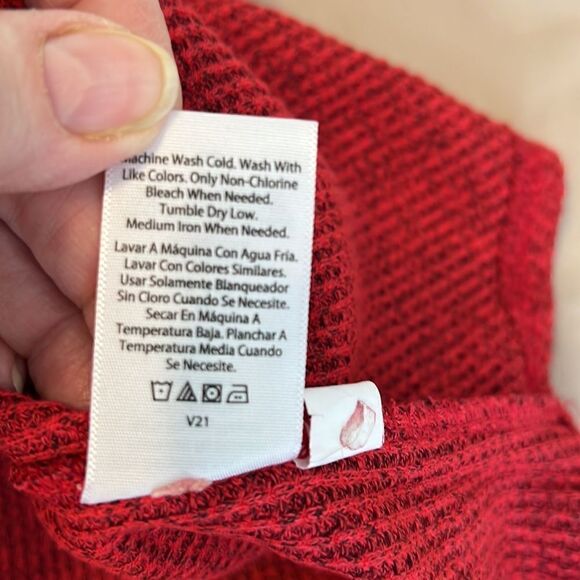Time & Tru szM red and black marbled thermal long sleeve cowl neck sweater EUC - Picture 7 of 10